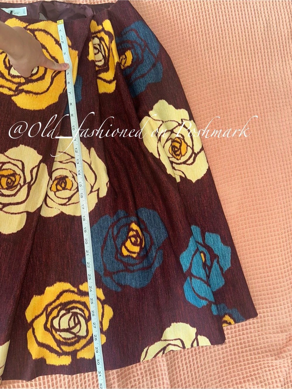 ZARA 100% Wool Floral Print Skirt - Picture 10 of 11